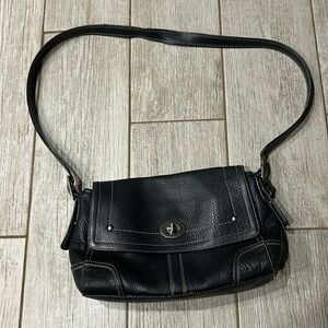 Coach Bag Black Pebble Leather Exterior. 23” Long Hanging Strap. Gently Used.